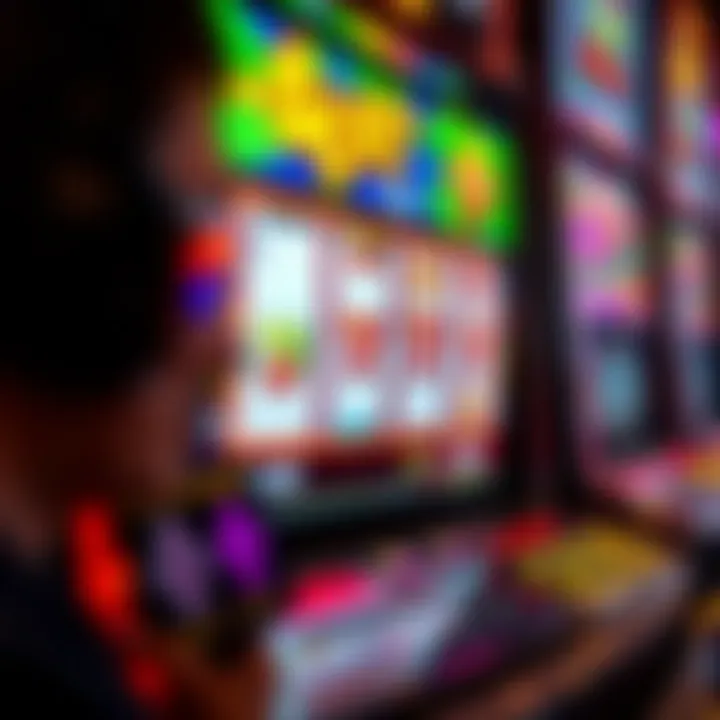 Vibrant Slot Machine Display Close-up view of a vibrant slot machine screen