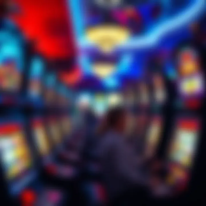 Engaging with Slot Machines A group of players engaging with slot machines