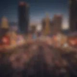 A panoramic view of the Las Vegas Strip showcasing iconic casino hotels