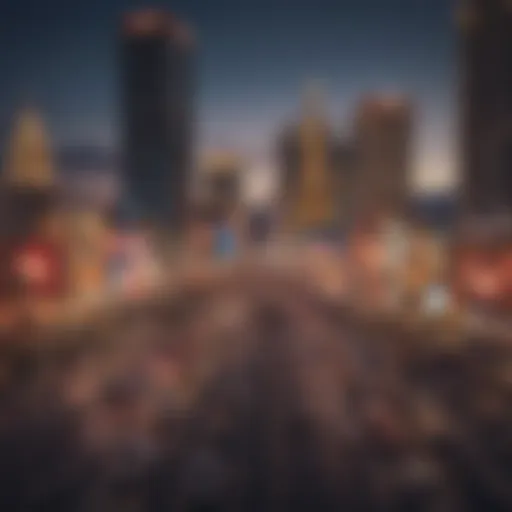 A panoramic view of the Las Vegas Strip showcasing iconic casino hotels