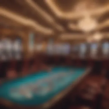 Interior shot of a luxurious casino with vibrant gaming tables