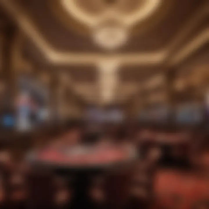 Interior of a luxurious casino highlighting extravagant designs and gaming tables