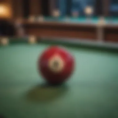 Close-up of a billiard ball on a felt table