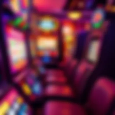 Close-up of colorful slot machines