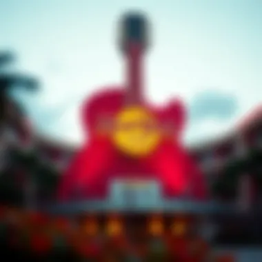 Iconic Exterior of the Seminole Hard Rock Casino Hotel Exterior view of Seminole Hard Rock Casino Hotel showcasing its iconic guitar shape