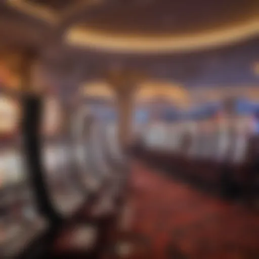 Interior view of a vibrant casino filled with slot machines