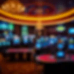 Luxurious casino interior showcasing gaming tables and vibrant atmosphere
