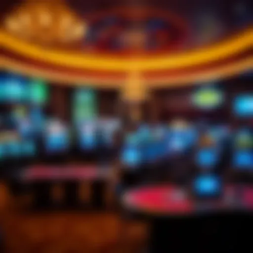 Luxurious casino interior showcasing gaming tables and vibrant atmosphere