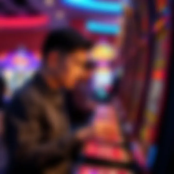 Analyzing Game Choices A player studying a slot machine