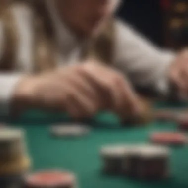 A close-up view of a focused gambler placing a strategic bet