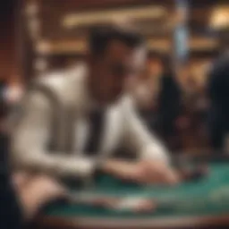 A thoughtful player analyzing betting strategies at a casino table