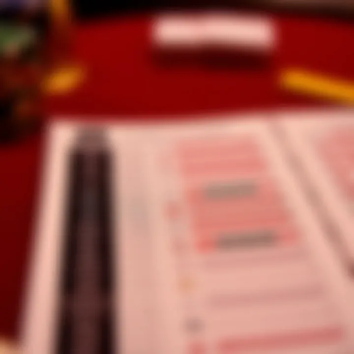 Sample of game outcomes tracked on a baccarat scorecard