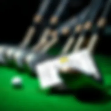 Golf Clubs and Betting Insights Close-up of golf clubs and betting slip