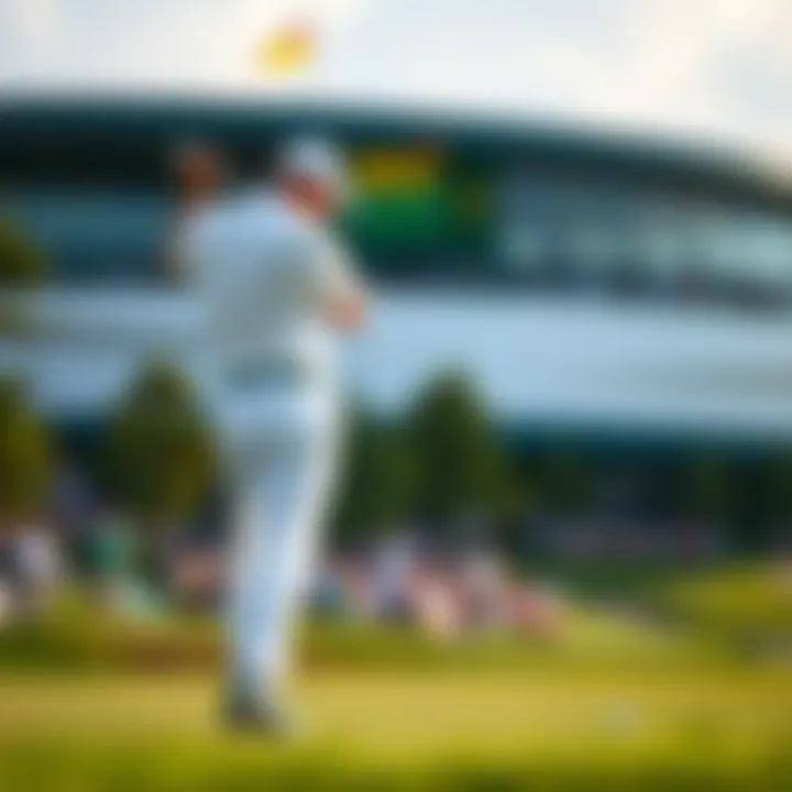 Teeing Off at The Masters A golfer preparing to tee off at The Masters