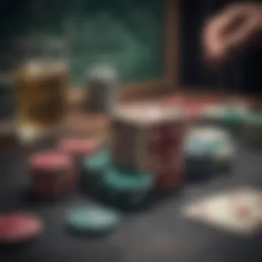 Different poker strategies on a chalkboard