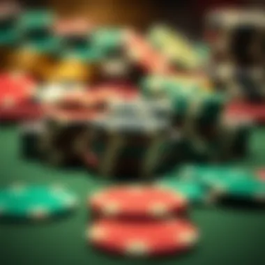 The Weight of Wealth: Chips in Focus Close-up of chips reflecting wealth and high stakes