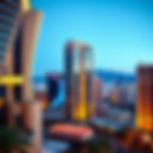 Architectural Elegance of Vdara Stunning view of Vdara's unique architecture against the Las Vegas skyline