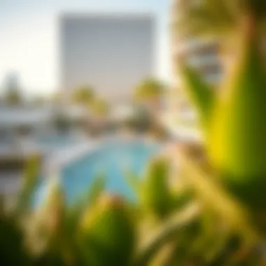 Serene Poolside Retreat at Vdara Relaxing pool area surrounded by lush landscaping at Vdara